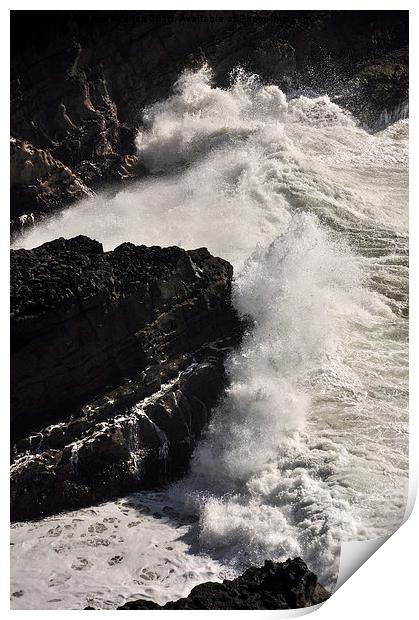  Powerful waves breaking on the rocks  Print by Andrew Kearton