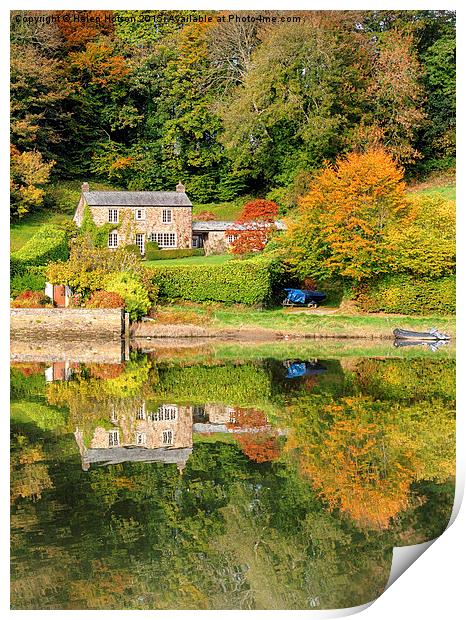 Autumn at Lerryn in Cornwall Print by Helen Hotson