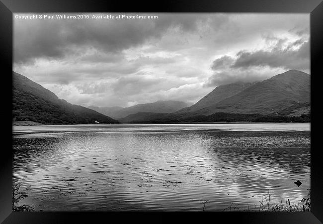 Loch Creran with Mountains (monochrome) Framed Print by Paul Williams