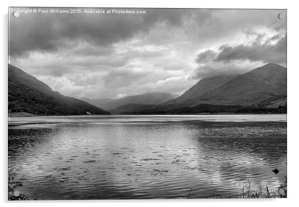 Loch Creran with Mountains (monochrome) Acrylic by Paul Williams