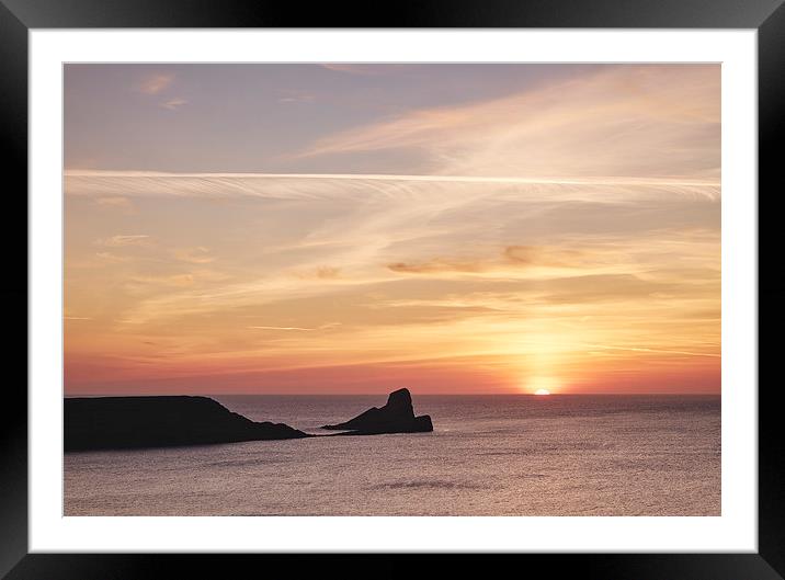Worms Head at sunset. Wales, UK. Framed Mounted Print by Liam Grant