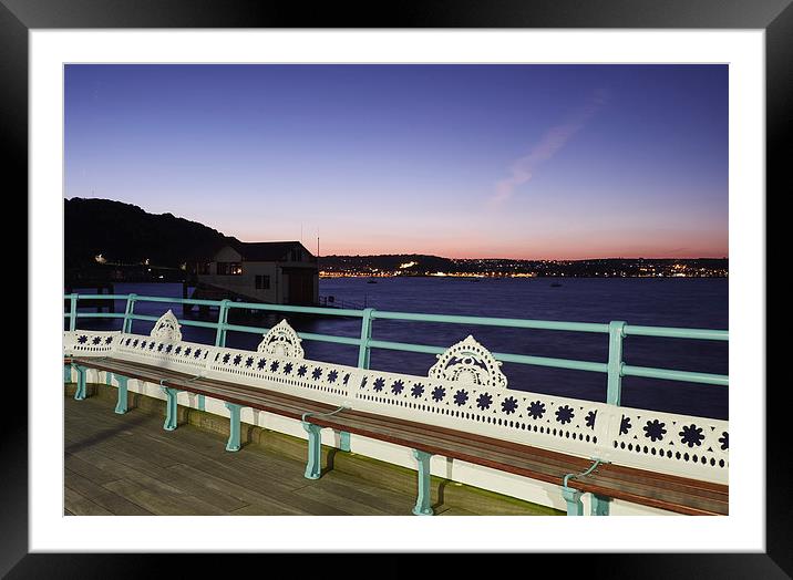 Oystermouth Castle from Mumbles Pier at twilight,  Framed Mounted Print by Liam Grant