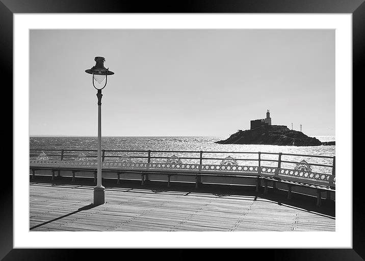 Lighthouse from Mumbles Pier. Wales, UK. Framed Mounted Print by Liam Grant