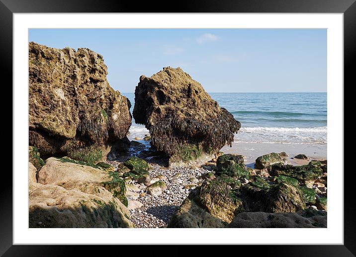 Coastal rock formations at low tide. Tenby, Wales, Framed Mounted Print by Liam Grant