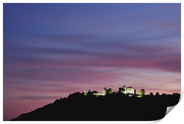Llansteffan Castle at twilight. Wales, UK. Print by Liam Grant