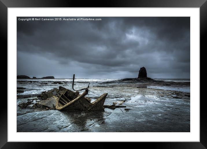  Saltwick Bay Wreck Framed Mounted Print by Neil Cameron
