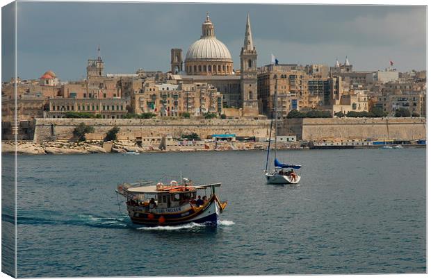 Daily ferry crossing Valeta harbour, in Malta. Canvas Print by Terry Hunt