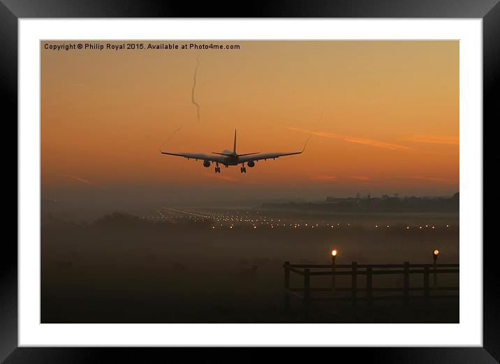 A330 Dawn Arrival at London Gatwick Framed Mounted Print by Philip Royal