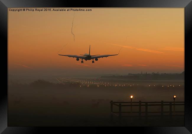 A330 Dawn Arrival at London Gatwick Framed Print by Philip Royal