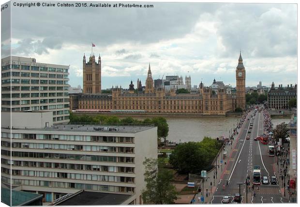  Houses of Parliament from Park Plaza hotel Canvas Print by Claire Colston