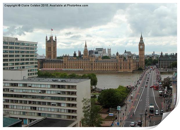  Houses of Parliament from Park Plaza hotel Print by Claire Colston