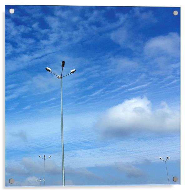 lamps under blue sky Acrylic by Marinela Feier