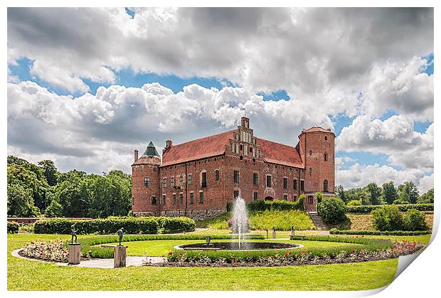 Torups Slott with fountain Print by Antony McAulay