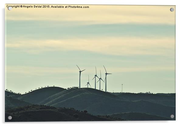 Wind turbines in Algarve mountains  Acrylic by Angelo DeVal