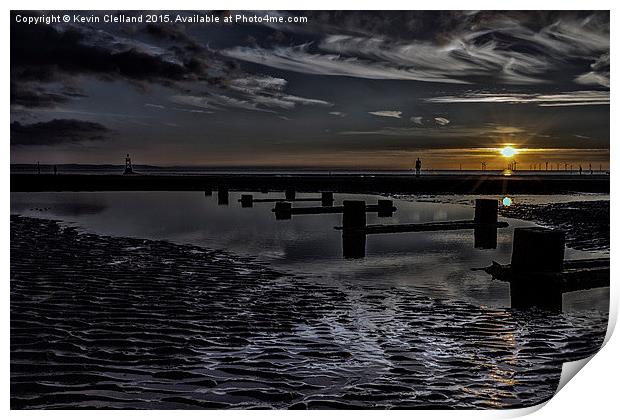  Sunset at Crosby Beach Print by Kevin Clelland