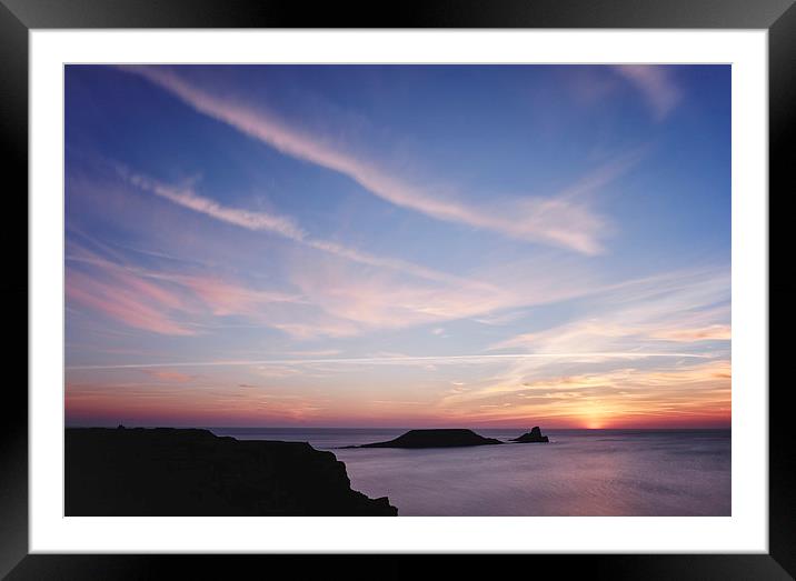 Worms Head at sunset. Wales, UK. Framed Mounted Print by Liam Grant