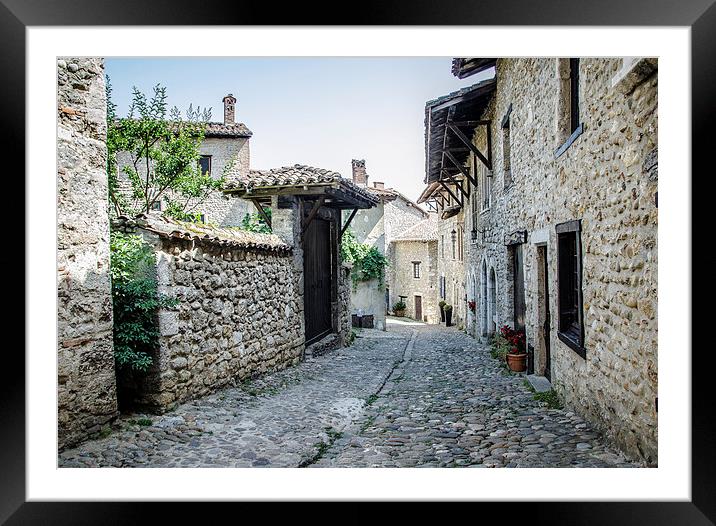 A street in Perouges Framed Mounted Print by Michelle PREVOT
