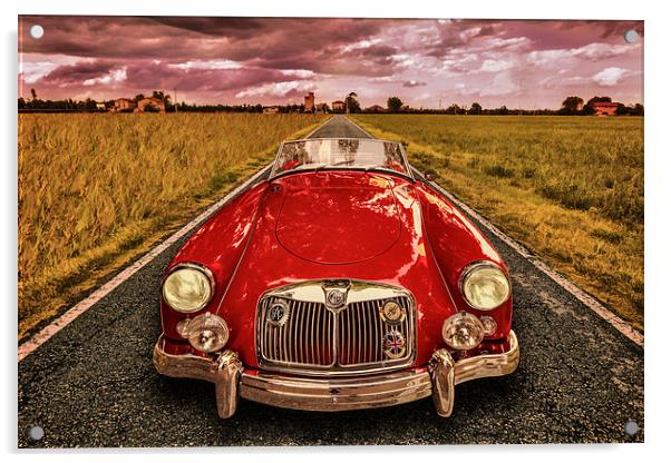  MG A red Acrylic by Guido Parmiggiani