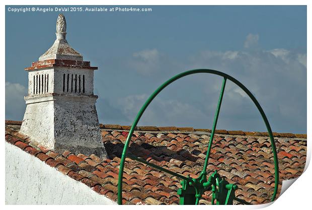 Old chimney and water pump. Algarve Portugal  Print by Angelo DeVal
