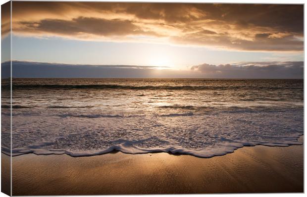  Sunset at Fistral beach, Cornwall Canvas Print by Andrew Kearton