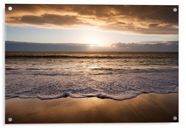  Sunset at Fistral beach, Cornwall Acrylic by Andrew Kearton