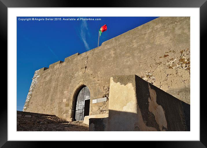 Facade of the medieval castle of Castro Marim  Framed Mounted Print by Angelo DeVal