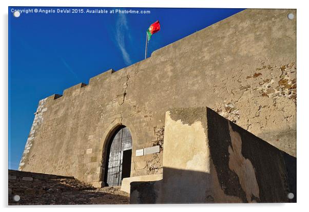 Facade of the medieval castle of Castro Marim  Acrylic by Angelo DeVal