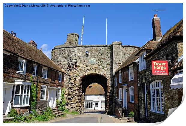  Rye Landgate  Arch, East Sussex. Print by Diana Mower