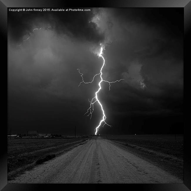  Kanorado Lightning, Kansas. Extreme weather, USA  Framed Print by John Finney