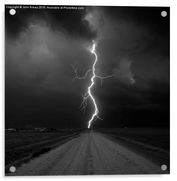  Kanorado Lightning, Kansas. Extreme weather, USA  Acrylic by John Finney