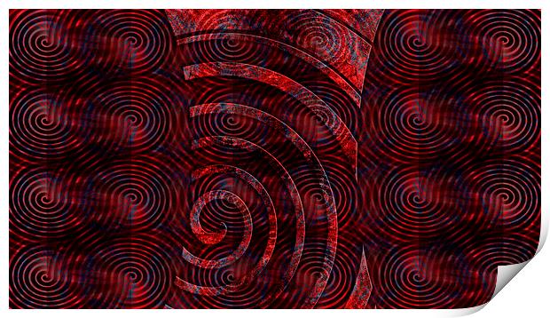 Redgray Spirals Extending Print by Florin Birjoveanu