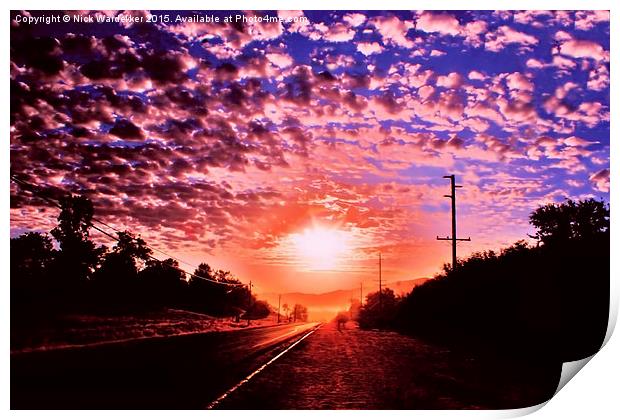  Popcorn Skies Over Route 66 Print by Nick Wardekker