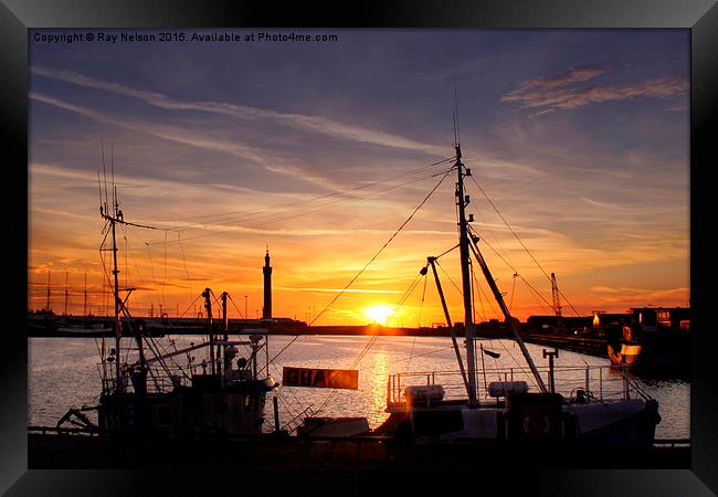  Sunset Over Grimsby Docks II Framed Print by Ray Nelson