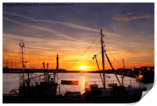  Sunset Over Grimsby Docks II Print by Ray Nelson
