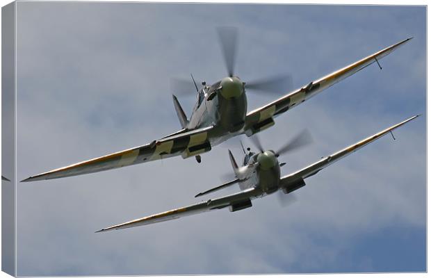 Two Spitfires in formation Canvas Print by Oxon Images