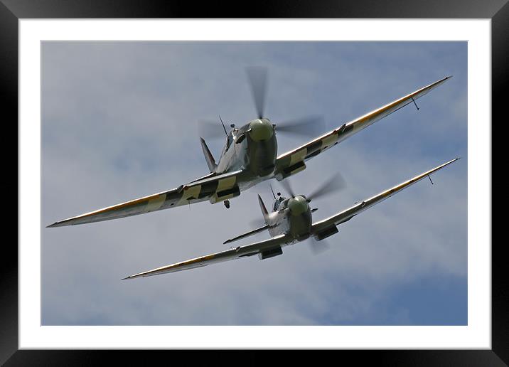 Two Spitfires in formation Framed Mounted Print by Oxon Images