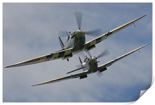 Two Spitfires in formation Print by Oxon Images