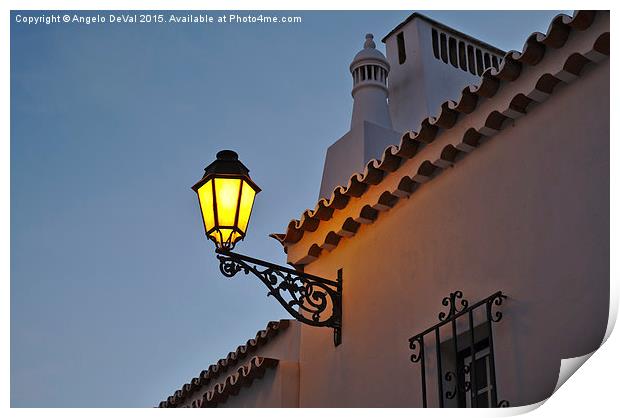 Warm Glow of Algarve Street Lamp Print by Angelo DeVal