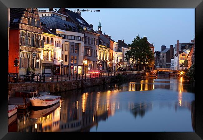GHENT BY NIGHT  Framed Print by andrew saxton