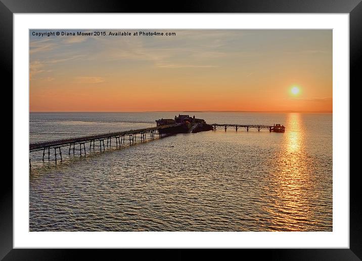  Birnbeck Pier Sunset  Framed Mounted Print by Diana Mower