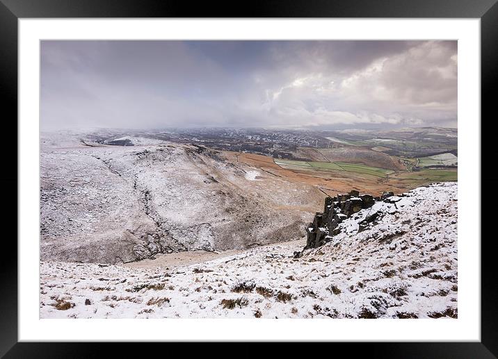  Snow on the hills above Glossop Framed Mounted Print by Andrew Kearton