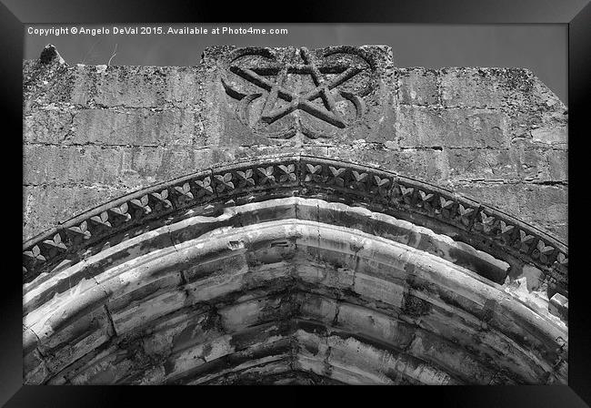 Pentagram on a medieval church portal  Framed Print by Angelo DeVal