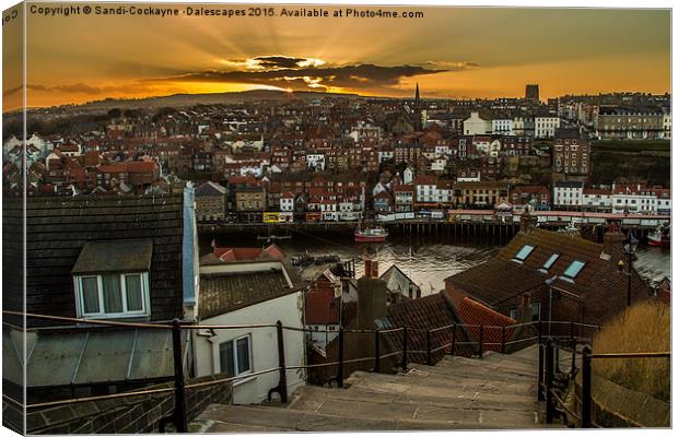  Whitby Sunset On The 199 Steps. Canvas Print by Sandi-Cockayne ADPS