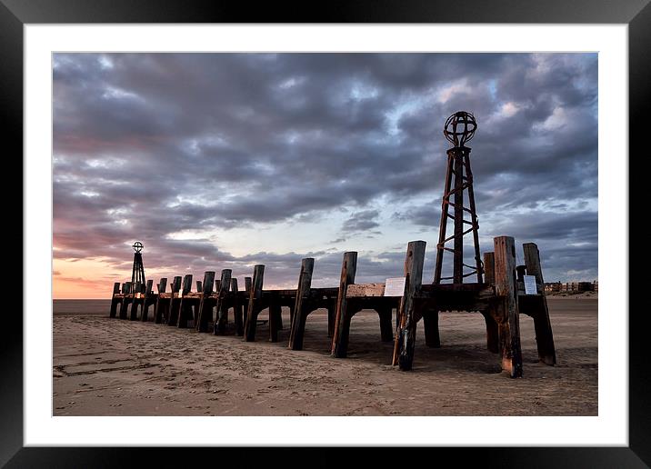 St Annes Old Pier at Sunset Framed Mounted Print by Gary Kenyon