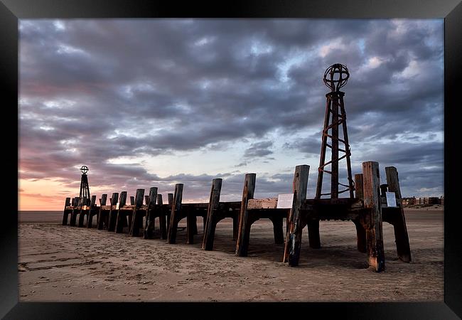 St Annes Old Pier at Sunset Framed Print by Gary Kenyon