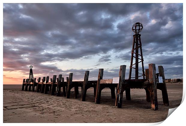 St Annes Old Pier at Sunset Print by Gary Kenyon