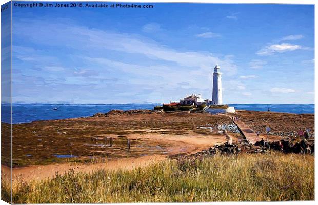  St Mary's Lighthouse in the style of Rembrandt Canvas Print by Jim Jones
