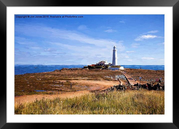  St Mary's Lighthouse in the style of Rembrandt Framed Mounted Print by Jim Jones