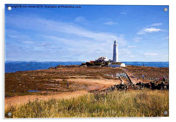  St Mary's Lighthouse in the style of Rembrandt Acrylic by Jim Jones