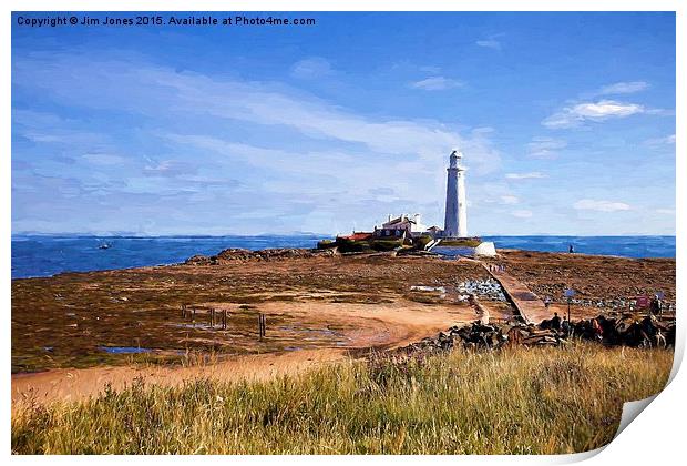  St Mary's Lighthouse in the style of Rembrandt Print by Jim Jones
